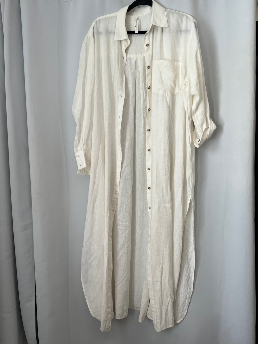 Anthropologie Cream Linen Button-Front Shirt
